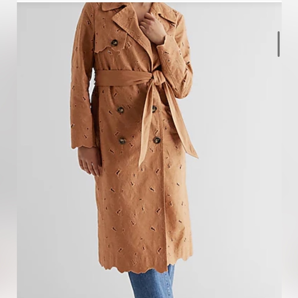 Floral Cutout Belted Trench Coat